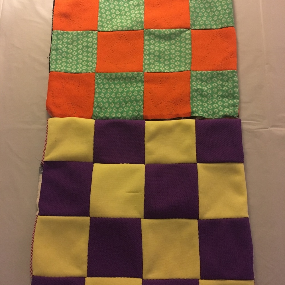 2 hand-stitched pillowcases 14 1/2” x 14 1/4 - 14 1/2”. Approximate